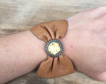 Vintage Leather bracele Western style jewelry costume