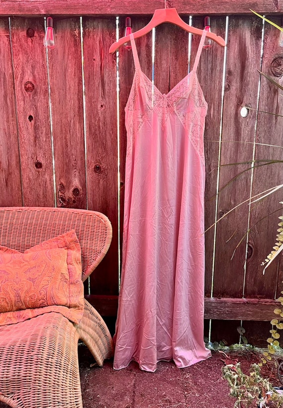 Vintage Long Slip | Size S | Rose Pink