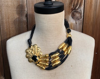 Avant-Gard Vintage Necklace, Metal and Rubber, Surrealist Couture