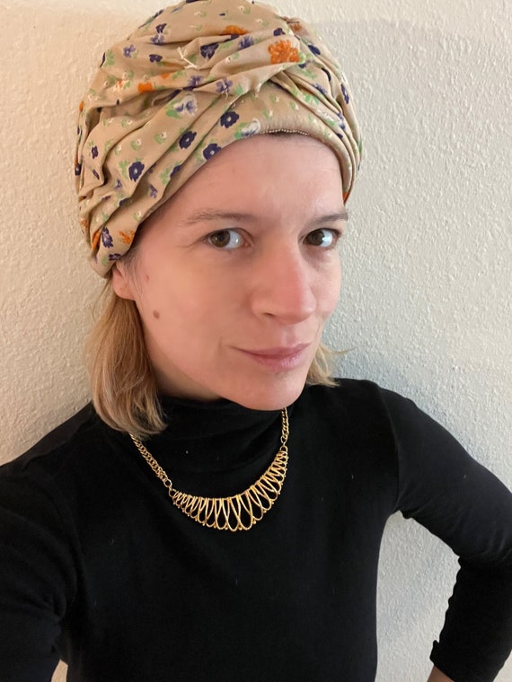 1960s Vintage Turban Hat, Hand Made, Size S - image 1