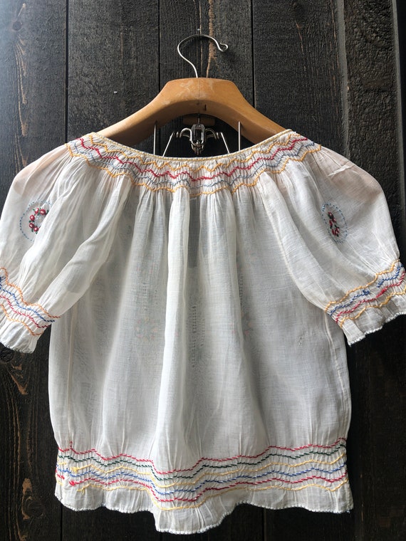 Antique hand-embroidered top, Size S, hand crafte… - image 6