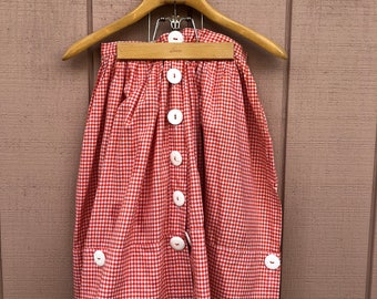 Gingham Vintage Skirt, MADE in Italy, Size M, Cotton Circle Skirt