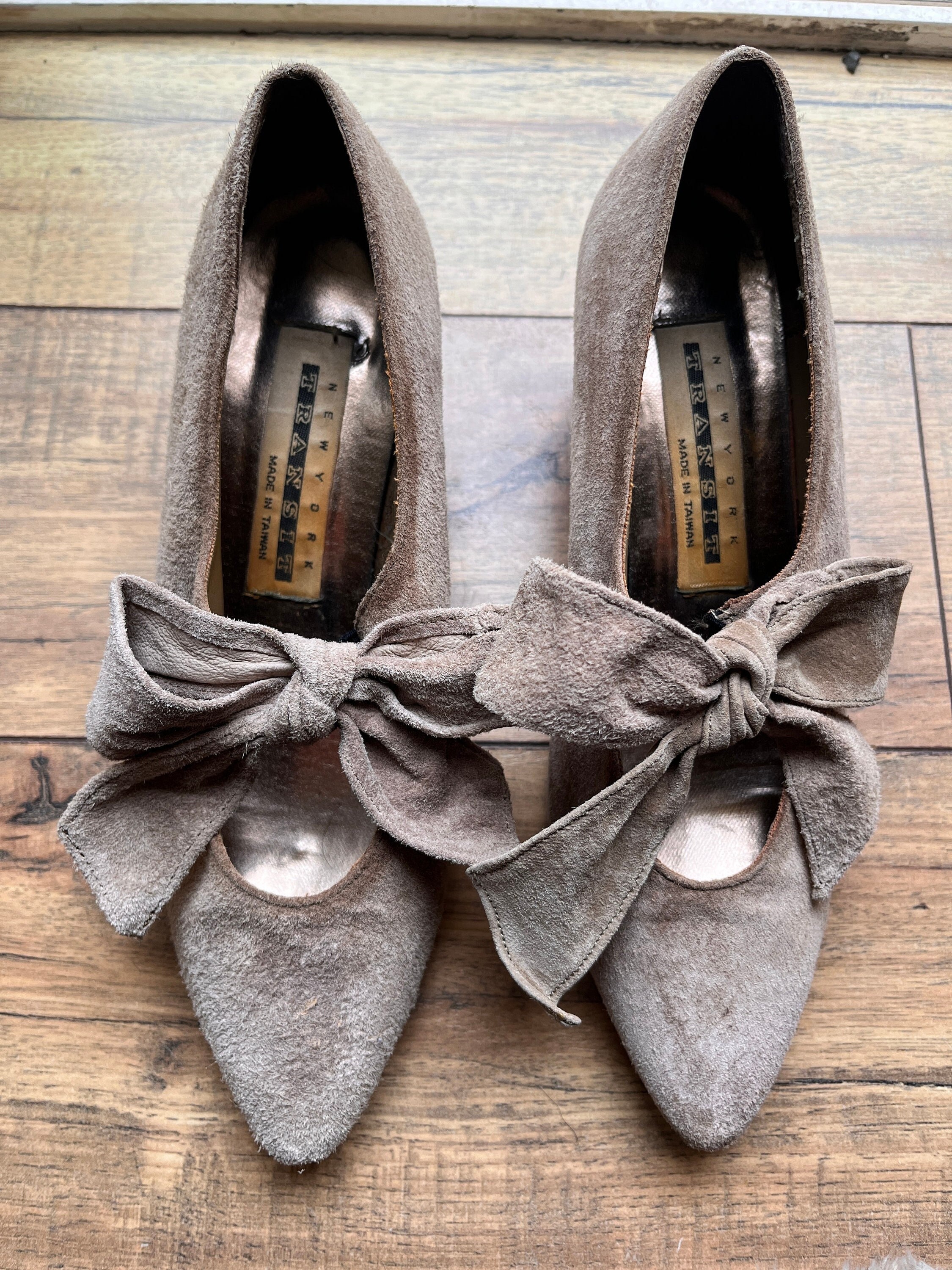 Taupe block shop heel pumps