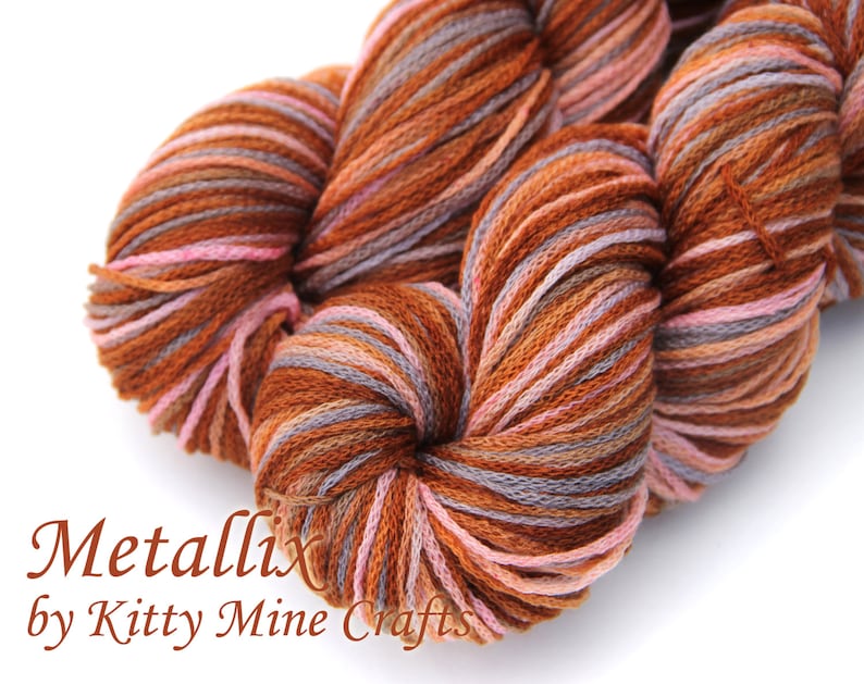 Hand Painted Worsted Weight Merino WoolSilk Yarn Crochet Novelty Yarn Metallix Knitting