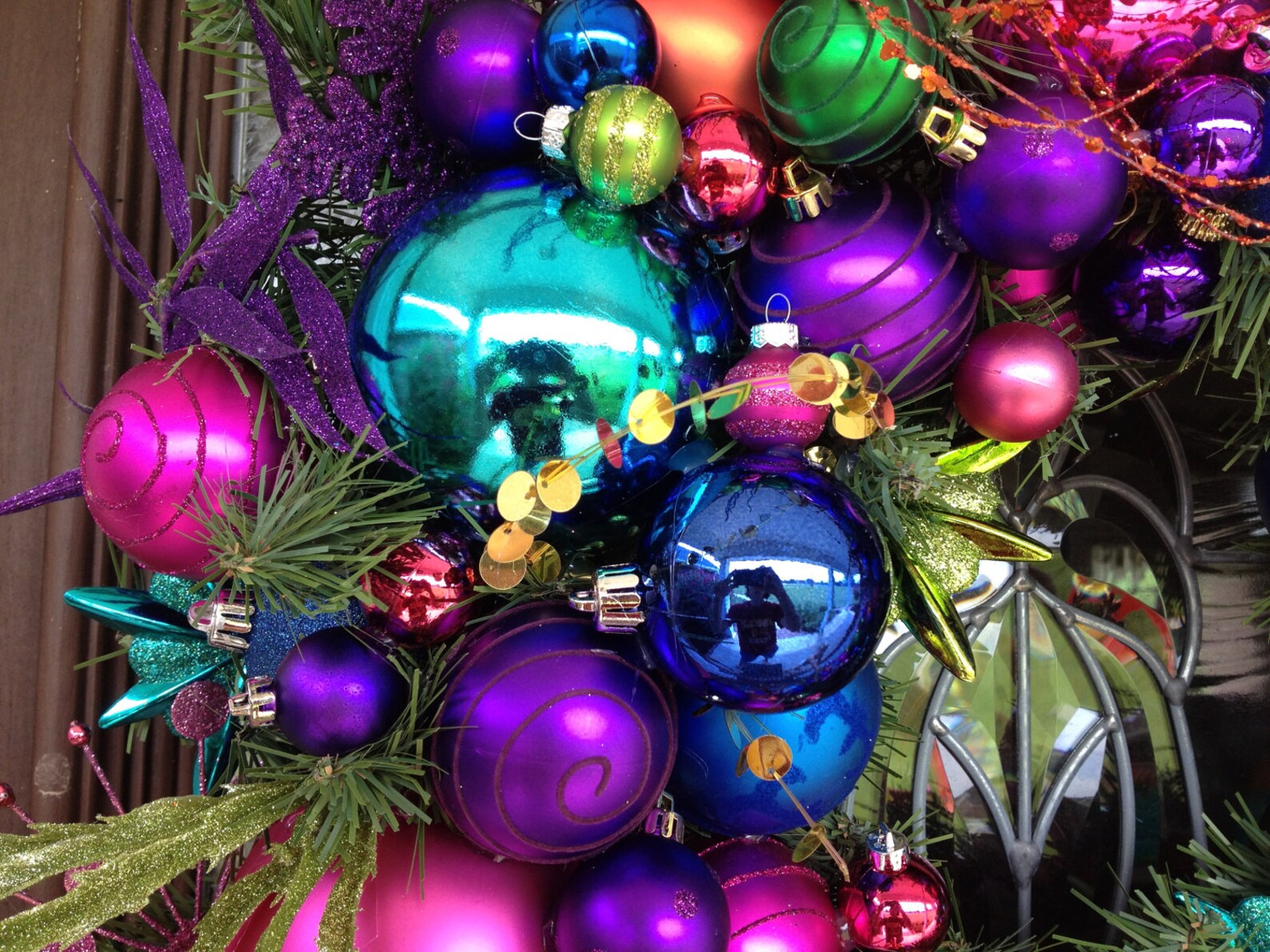 Multi Color Christmas Ornaments Wreath Etsy