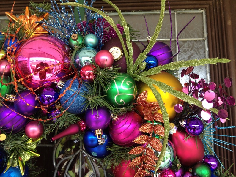 Multi Color Christmas Ornaments Wreath Etsy