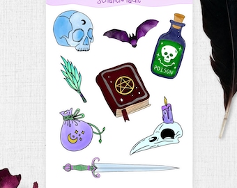 Halloween sticker sheet | Magic skull stickers | Potion stickers for notebooks