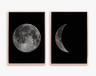Conjunto de carteles Imágenes de la luna Impresión de pared Amantes de la luna Arte de la pared Fases de la luna Impresión Póster Luna