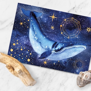 Postkarte Wal Galaxie Karte Blauwal Grusskarte Meer