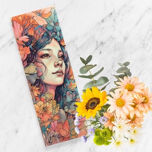 Juego de 3 marcadores con flores y flores, gran atención, día del nombre, patrón floral, el accesorio de libro original para mujeres y niñas. imagen 2