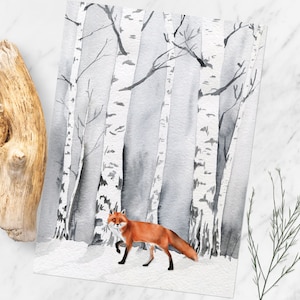 Postkarte Fuchs Din A6 Winter WeihnachtenWald Bäume Schnee  Weihnachtsgrüsse Geschenkidee Advent Weihnachstdeko