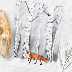 Postcard Fox Din A6 Winter Christmas Forest Trees Snow Christmas Greetings Gift Idea Advent Christmas Decoration