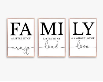 Family poster, poster set, love, family, wall decoration, print, art print, gift, wedding anniversary, living room, dining room, Christmas gift