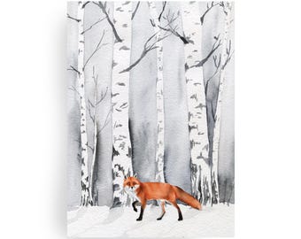 Postcard Fox DIN A6 Winter Christmas Forest Trees Snow Christmas Greetings Gift Idea Advent Christmas Decoration