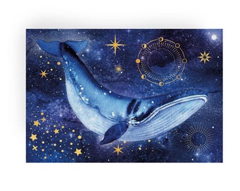 Postcard Whale Galaxy Card Blue Whale Greeting Card Sea