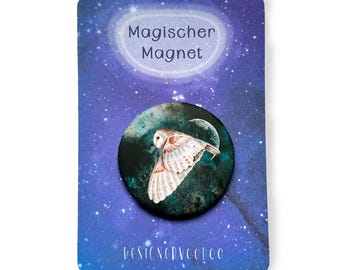 Owl magnet for refrigerator | Nighttime motif with woodland animal