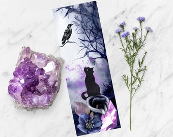 Bookmark Raven and Cat, the perfect gift for book lovers, with power and magic