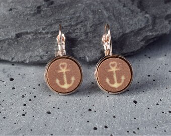 Nautical Anchor Earrings Rose Gold Tone | Handmade | festival jewelry