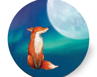 Cute fox mousepad – moon design – perfect for work or gaming