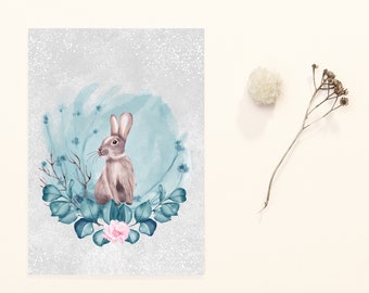 Postkarte Winter Rabbit