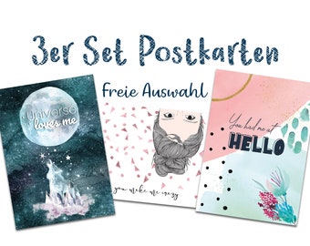 set, choice of motif, card set, illustrated cards, card package, free choice, A6, postcards