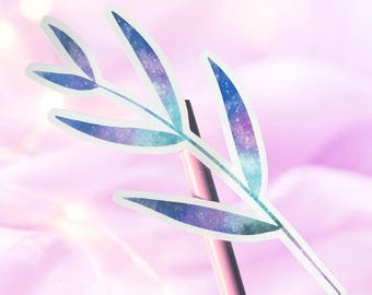 Plant stickers with galaxy leaves — Magic stickers for planners and notebooks