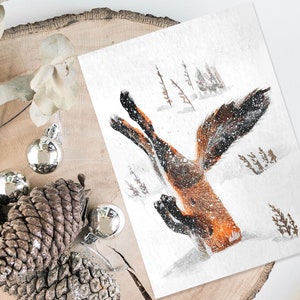 Weihnachten, Grusskarte, Schnee, Fuchs, Weihnachtsgrüsse, Advent, A6 Postkarte