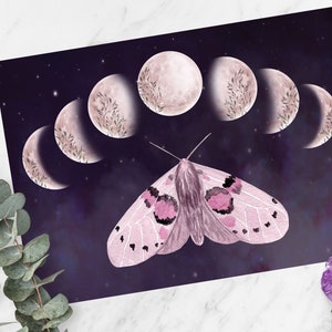 Nacht, Mond, Sterne, Motte, Energie, Mondphase, Grusskarte, Himmel, A6, Magie, Kraft, Postkarte
