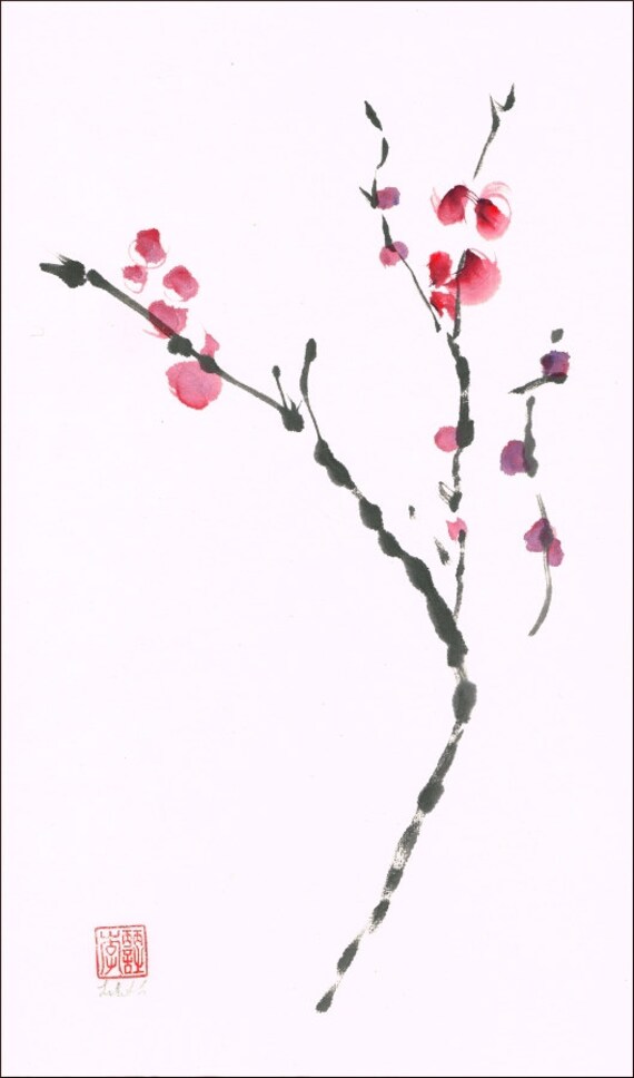 Items similar to Sumie ink and watercolor painting Contemporary