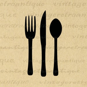 Fork Knife and Spoon Silverware Printable Image Food Icon Download ...