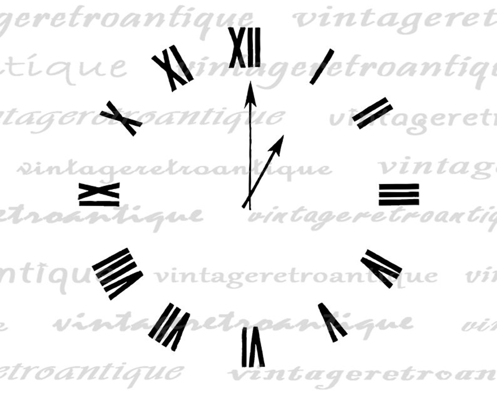 Clock Face With Hands Printable Graphic Download Image Digital Etsy
