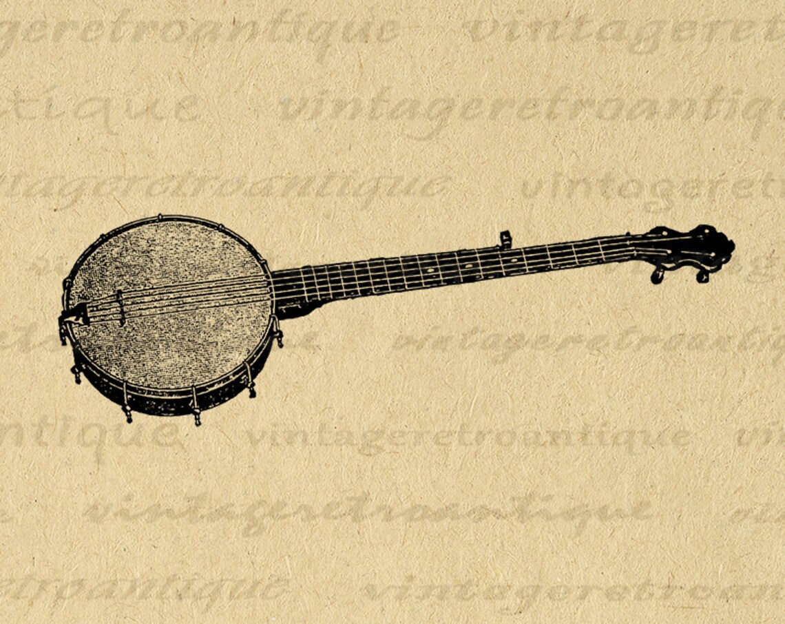 Digital Printable Banjo Image Antique Illustration Graphic - Etsy