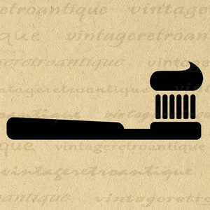 Zahnbürste mit Zahnpasta druckbares Bild Digitaler Zahnarzt Zahnpflege Badezimmer Symbol Grafik Download für Transfers etc 300dpi No.4410