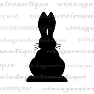 Bunny Silhouette Printable Graphic Download Rabbit Illustration Digital ...