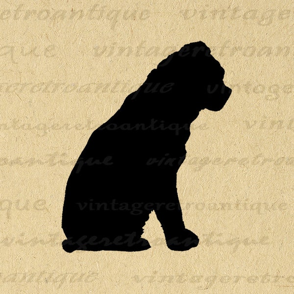 Printable Bulldog Silhouette Digital Image Instant Download Graphic Antique Dog Bulldog Clip Art for Transfers Making Prints 300dpi No.3272