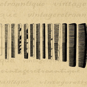 Set Antike Kämme Digitales Bild Download Friseur Salon Barber Shop Kunstwerk Druckbare Grafik für Transfers etc 300dpi No.3747