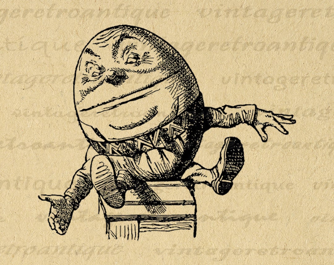 版画 HUMPTY DUMPTY Digital Image Alice in Wonderland Humpty Dumpty Artwork