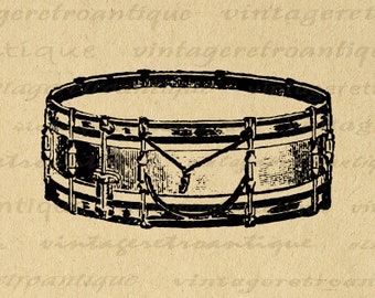 Printable Snare Drum Digital Graphic Illustration Download Music Image Vintage Drum Clip Art for Iron on Transfers etc 300dpi No.1190