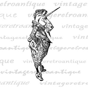 Digital Alice in Wonderland Unicorn Image Download Graphic Printable Vintage Clip Art for Iron on Transfers Printing etc No.1822 image 2