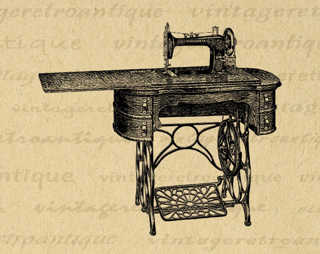 Printable Antique Sewing Machine Graphic Image Old Fashioned Sewing ...