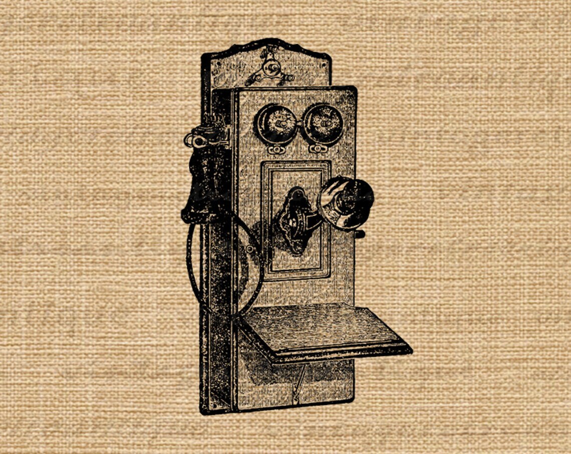 Antique Telephone Digital Printable Image Illustated Old Phone | Etsy