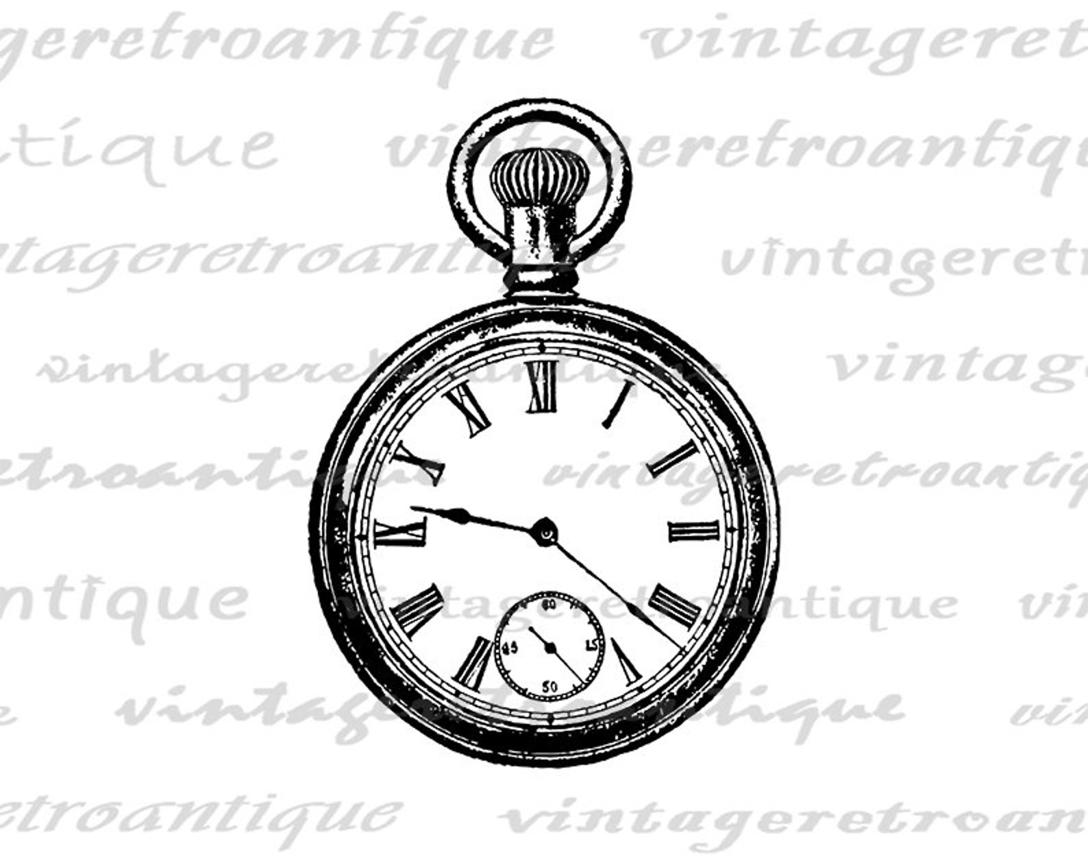 Classic Antique Pocket Watch Digital Image Download Printable Graphic ...
