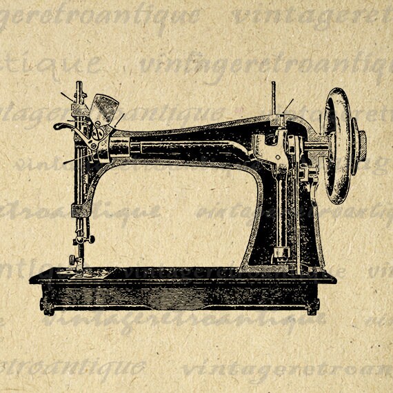 Items similar to Digital Antique Sewing Machine Image Graphic ...