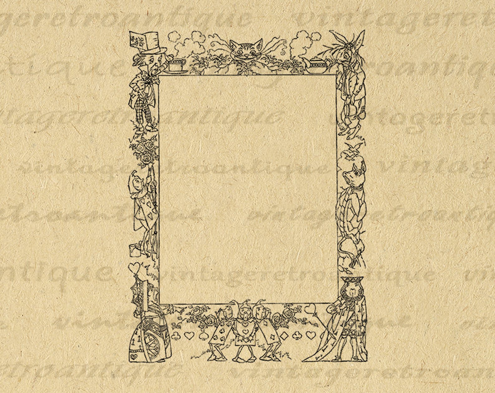 Printable Graphic Alice in Wonderland Border Digital Frame Image ...
