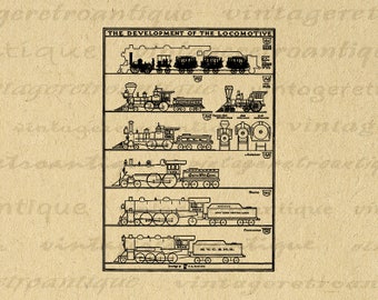 Antique Locomotive Art Télécharger Train Image numérique Imprimable Graphique vintage Clip Art pour les transferts Faire des impressions etc 300dpi No.3643
