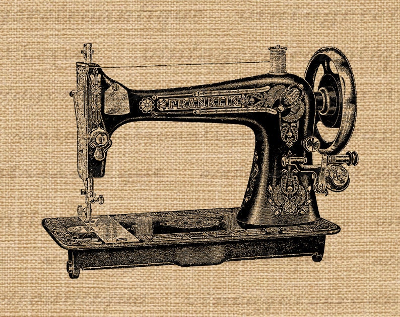Printable Sewing Machine Digital Image Illustrated Art Download Graphic Vintage Clip Art for