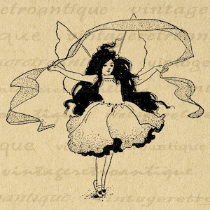 Printable Fairy Ballerina Digital Image Graphic Download Antique Illustration Clip Art for Iron on Transfers Printing etc No.2462