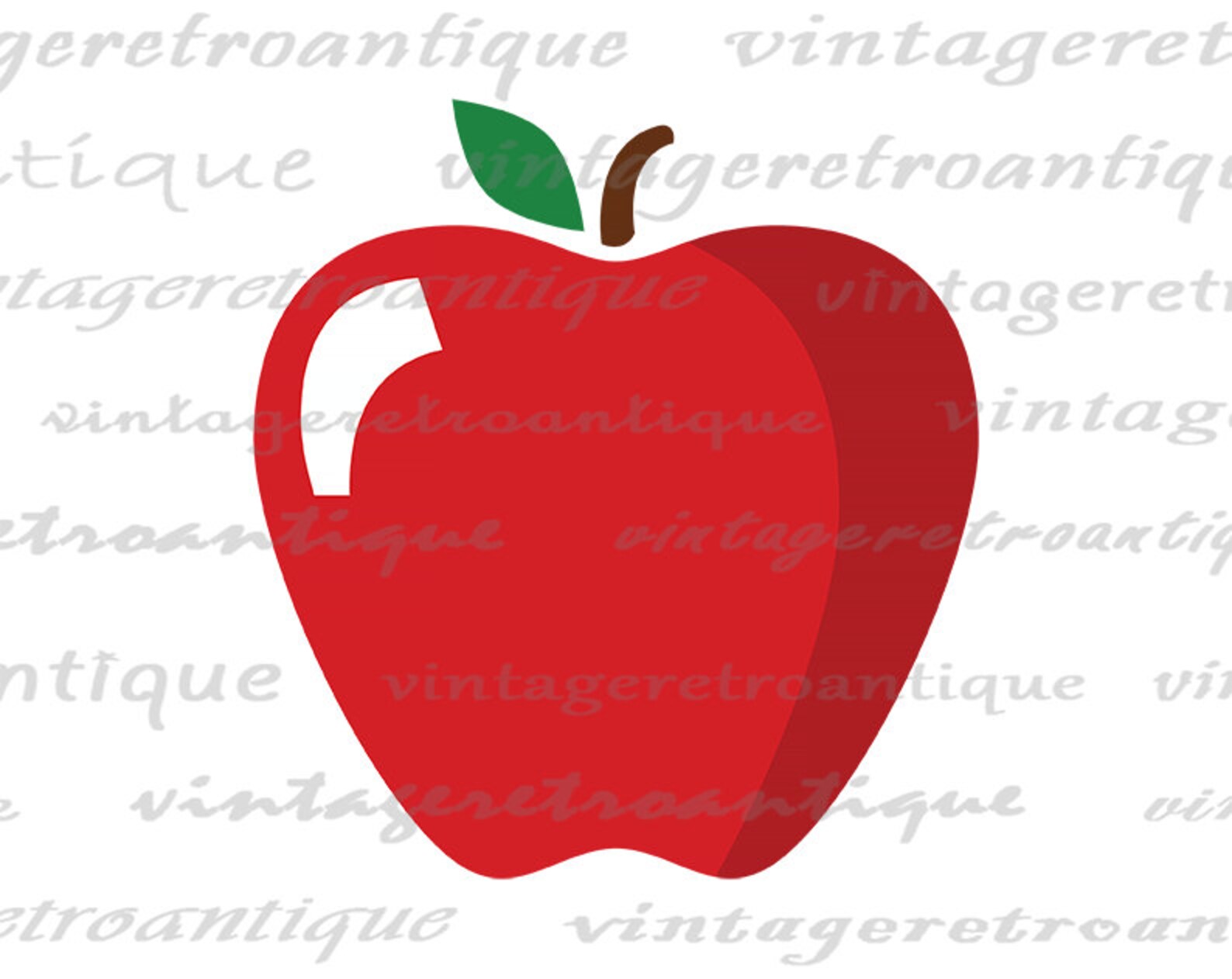 Digital Printable Red Apple Illustration Image Graphic Artwork Fruit ...