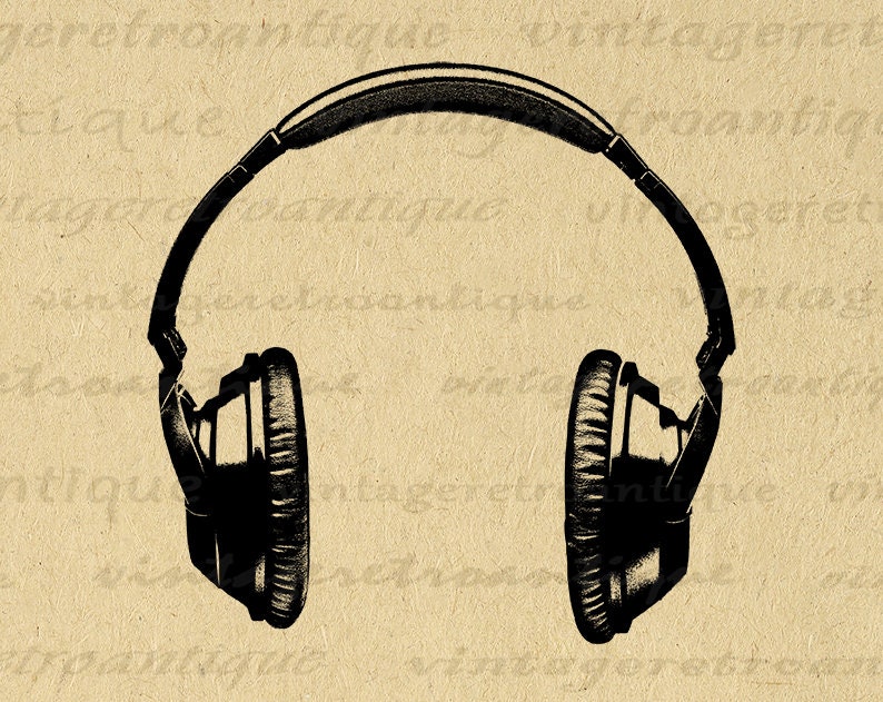 Digital Printable Headphones Graphic Music Illustration Image Instant Download Headphones Clip Art for Transfers etc 300dpi No.2043 image 1