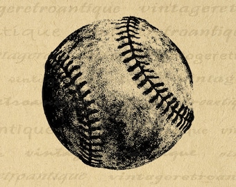 Baseball Printable Graphic Instant Download Sports Digital Image Vintage Baseball Clip Art for Transfers Prints etc 300dpi No.2050